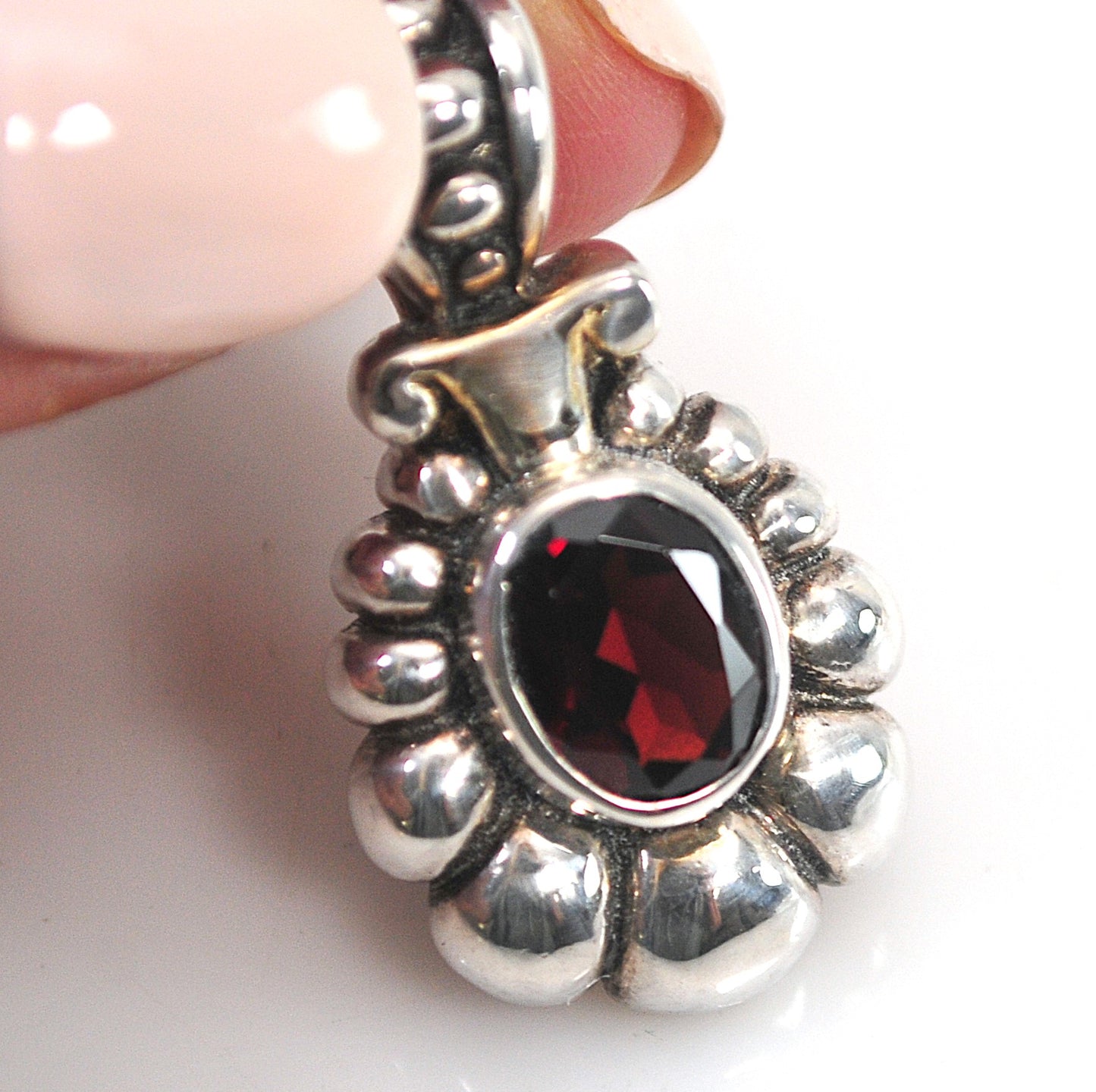 Vintage Sterling Silver Garnet Enhancer Pendant