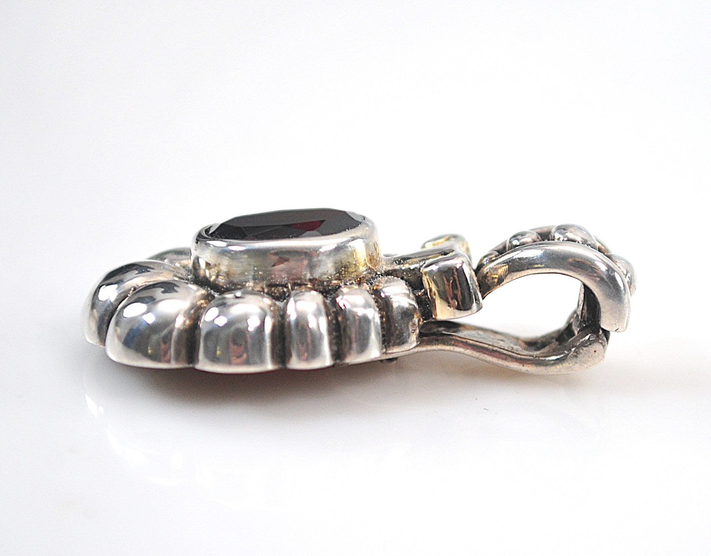 Vintage Sterling Silver Garnet Enhancer Pendant