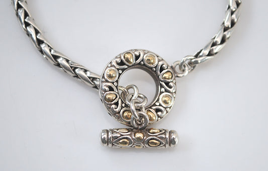 BJC 925 18K Wheat Link Toggle Bracelet