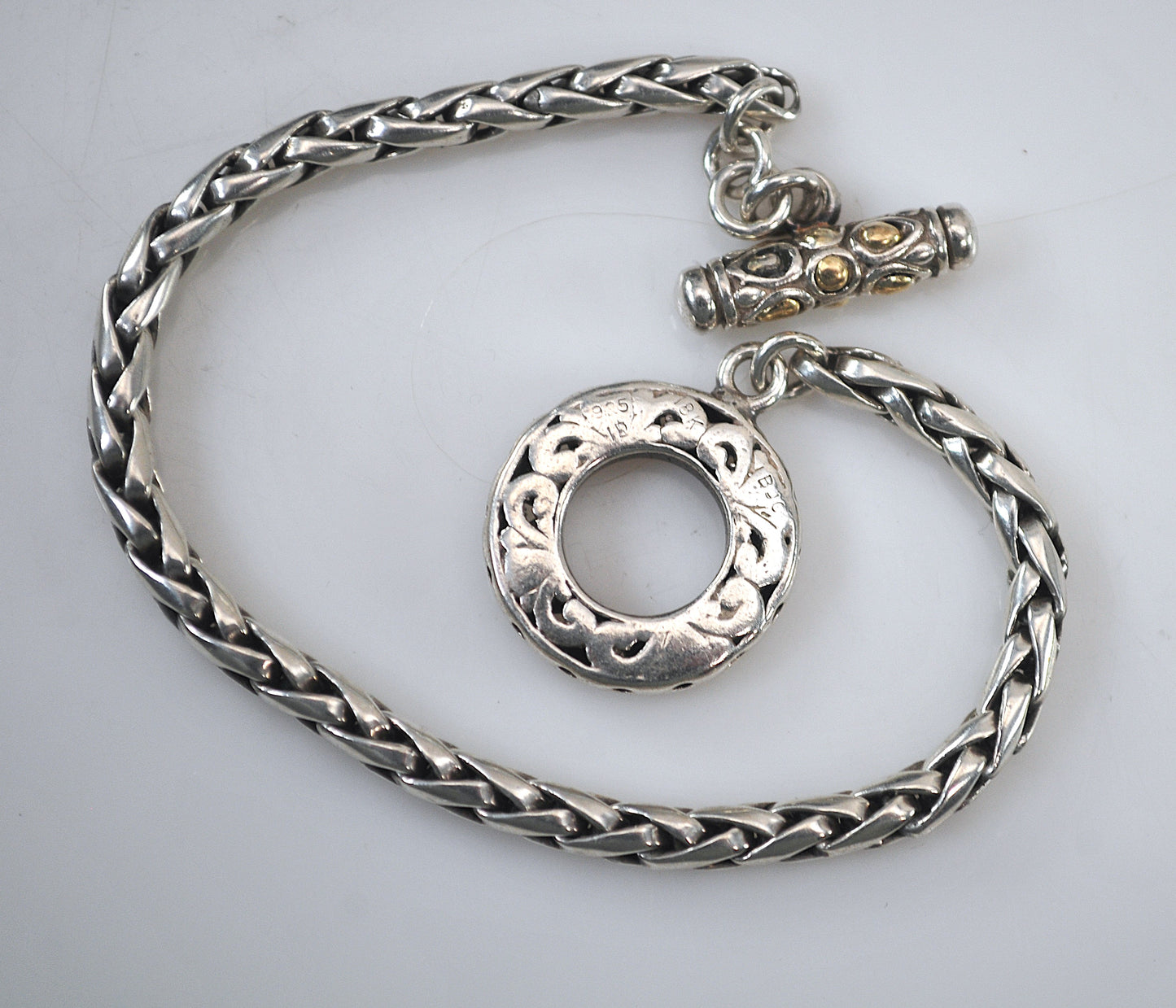 BJC 925 18K Wheat Link Toggle Bracelet