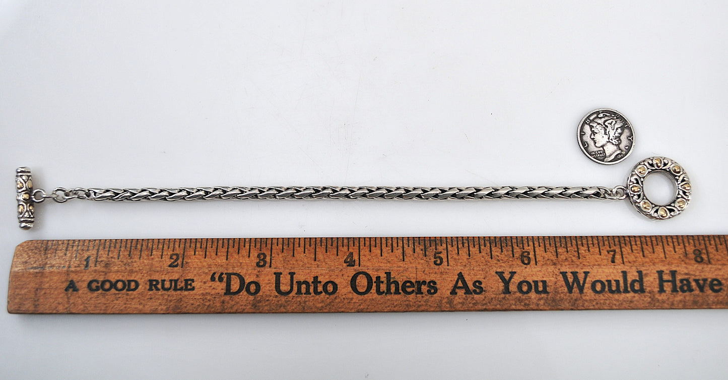 BJC 925 18K Wheat Link Toggle Bracelet