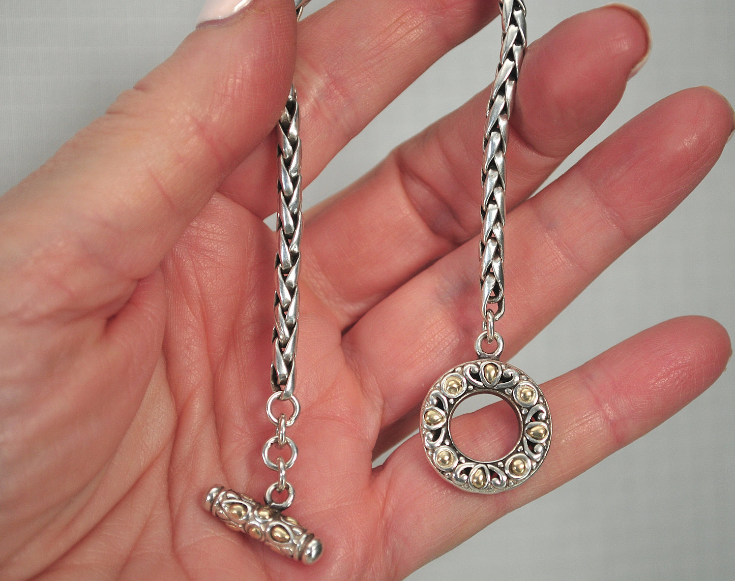 BJC 925 18K Wheat Link Toggle Bracelet