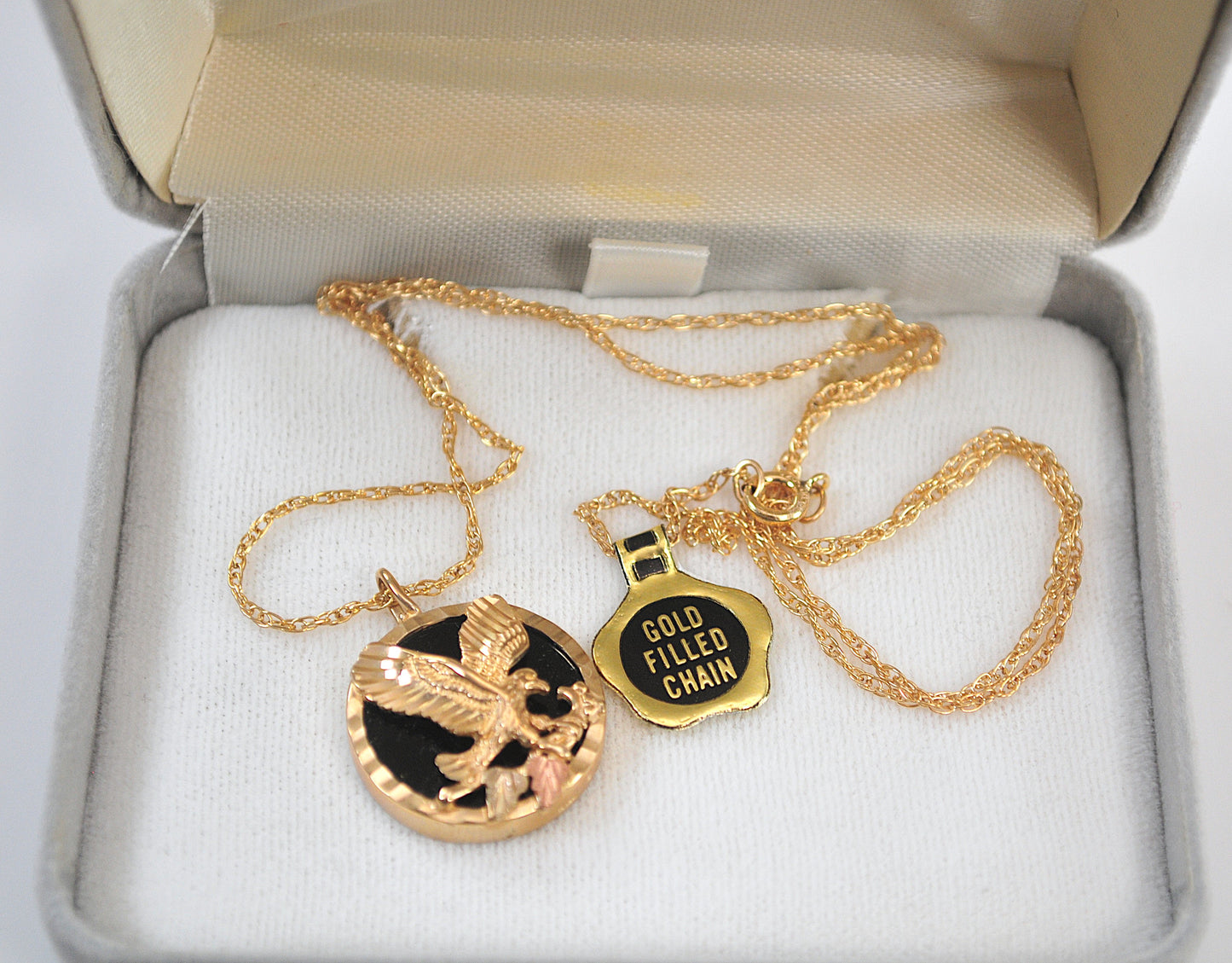 Black Hills Gold Coleman 10K Gold Black Onyx Eagle Necklace with Gold Filled Chain
