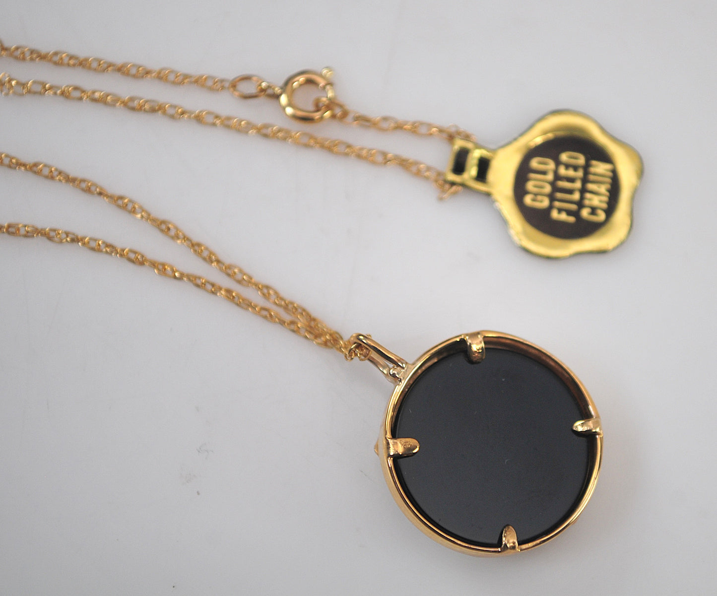 Black Hills Gold Coleman 10K Gold Black Onyx Eagle Necklace with Gold Filled Chain