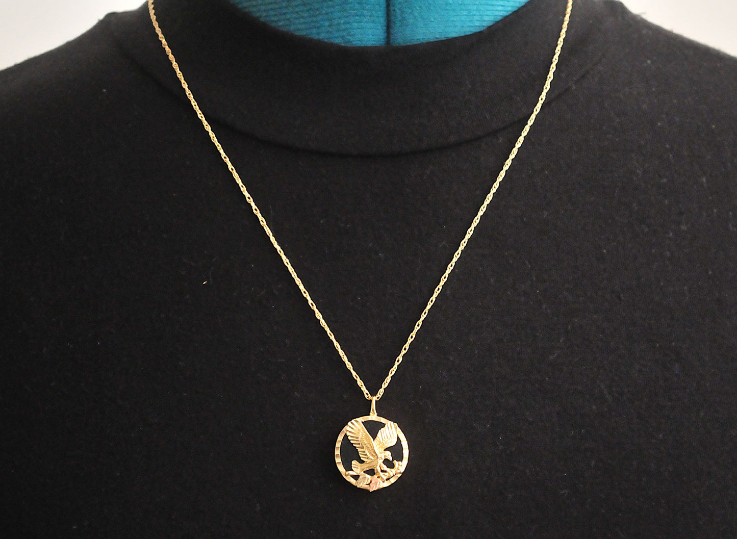 Black Hills Gold Coleman 10K Gold Black Onyx Eagle Necklace with Gold Filled Chain