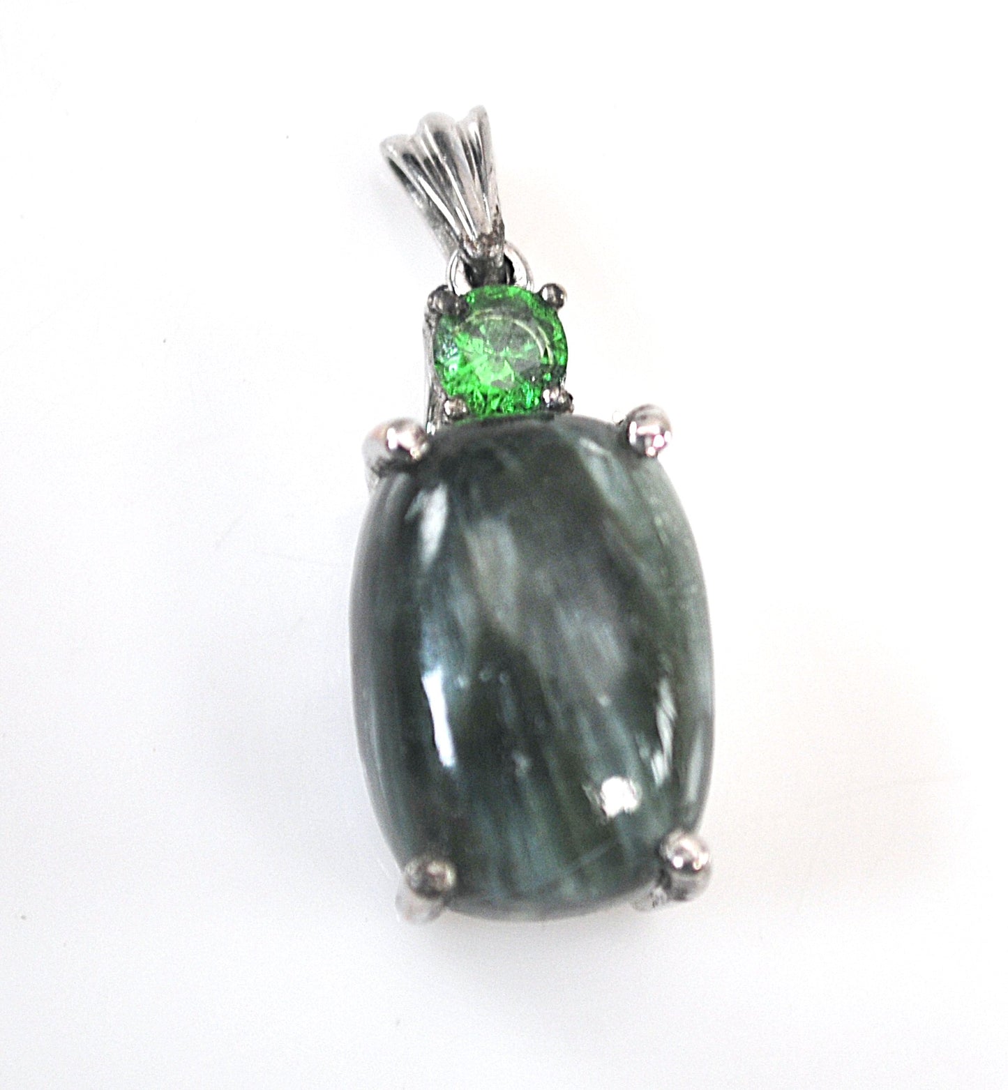 Silver TONE STS Karis Seraphinite Pendant