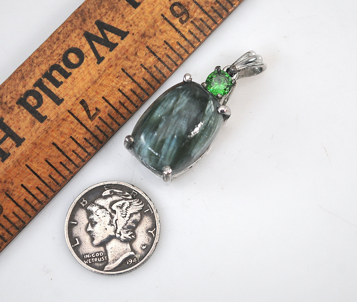 Silver TONE STS Karis Seraphinite Pendant