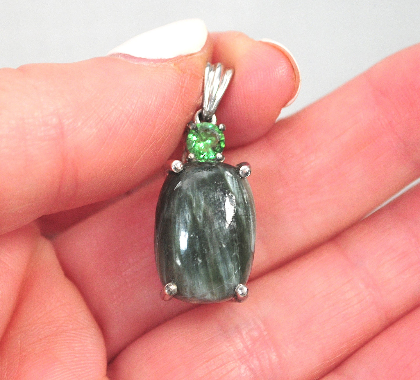 Silver TONE STS Karis Seraphinite Pendant