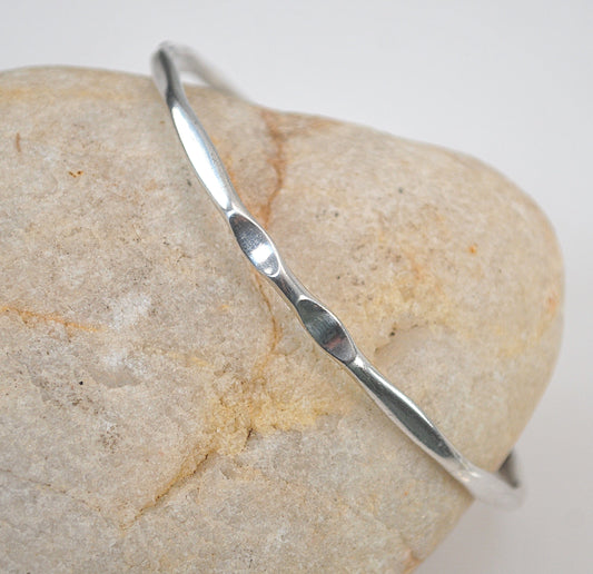 Narrow Signed Sterling Silver Bangle Bracelet