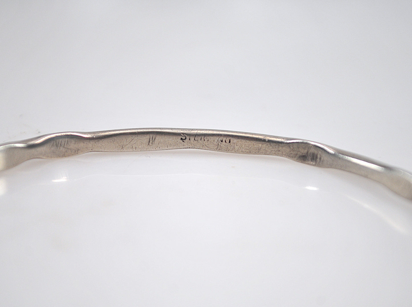 Narrow Signed Sterling Silver Bangle Bracelet