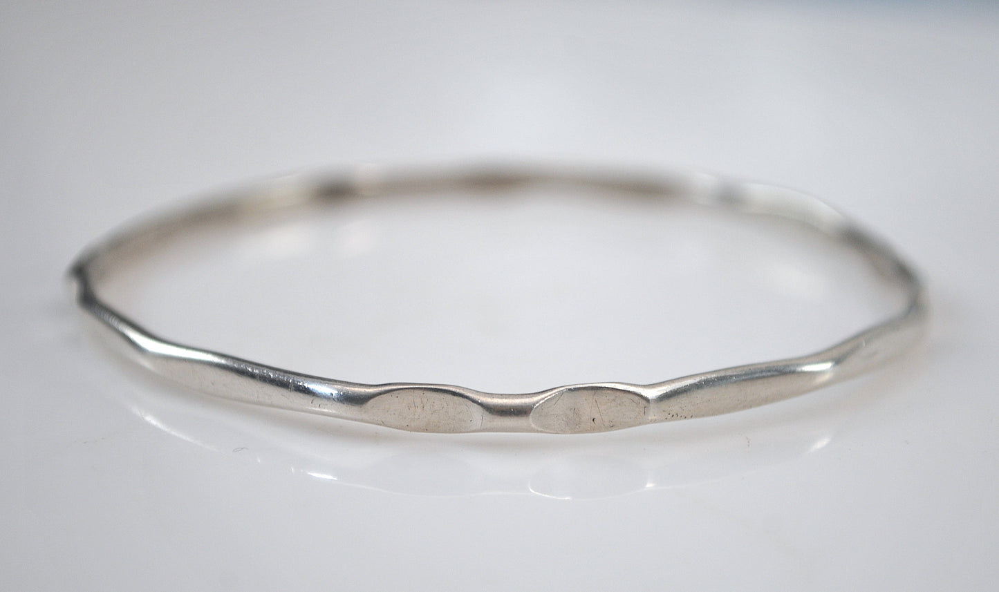 Narrow Signed Sterling Silver Bangle Bracelet
