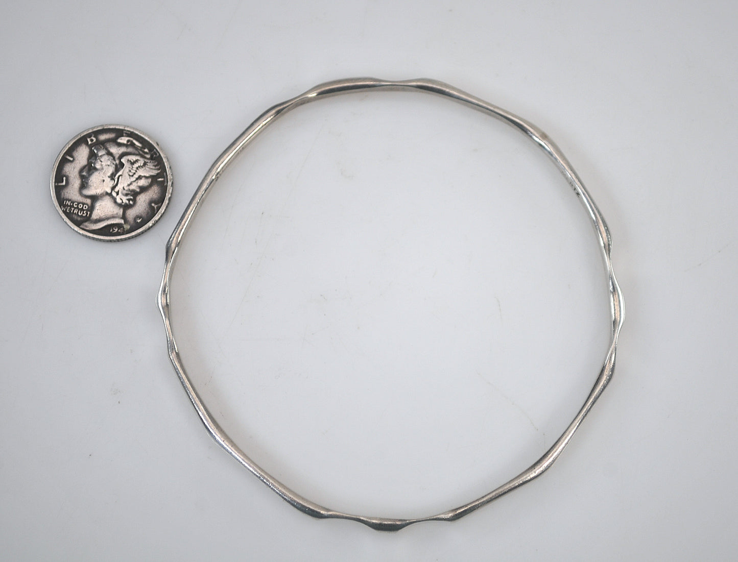 Narrow Signed Sterling Silver Bangle Bracelet