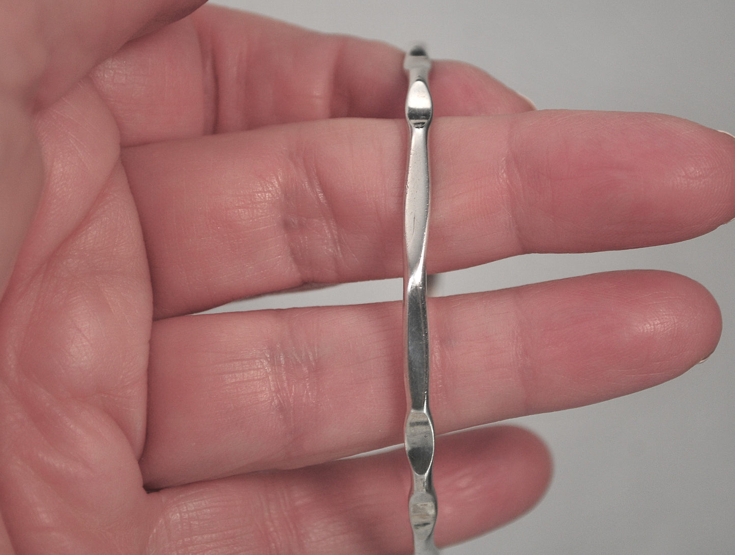 Narrow Signed Sterling Silver Bangle Bracelet