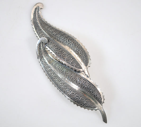 Beau Sterling Silver Leaf Brooch