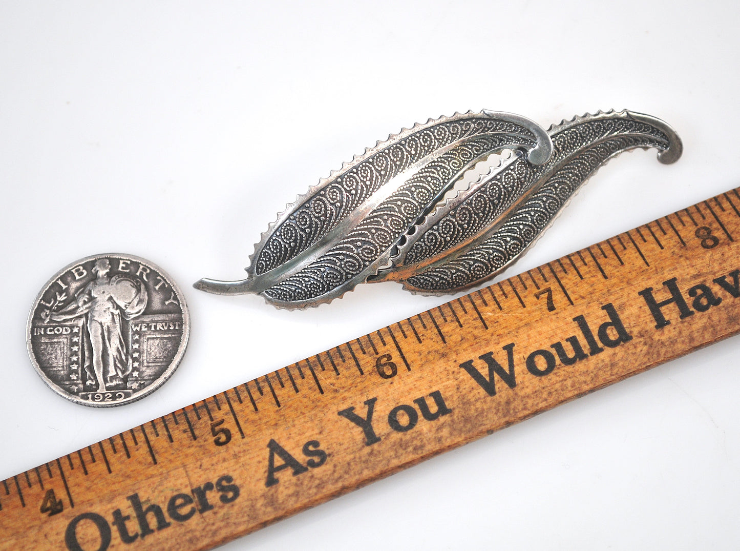 Beau Sterling Silver Leaf Brooch