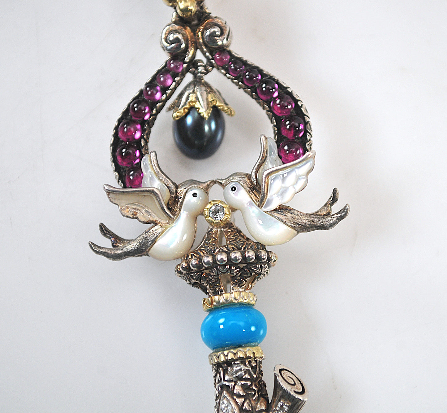 DAMAGED - AS IS - Barbara Bixby Sterling Silver 18K Gold Bird Key Enhancer Pendant