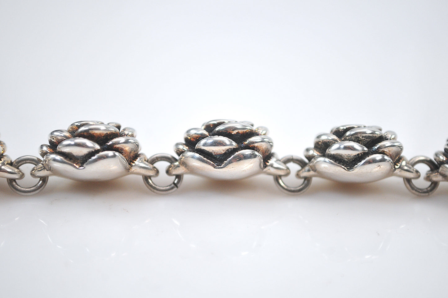 Vintage Sterling Silver Rose Bracelet