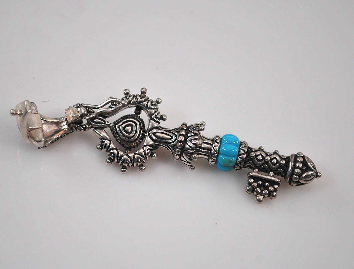 Barbara Bixby Sterling Silver 18K Gold Amethyst Turquoise Key Enhancer Pendant