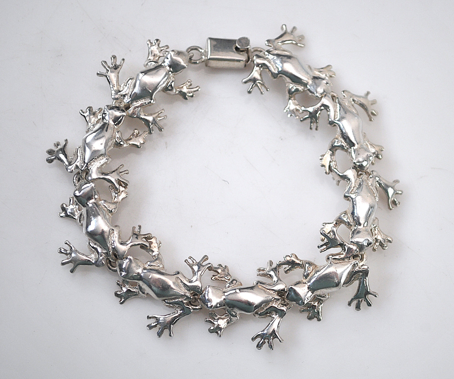 Sterling Silver Frog Link Bracelet