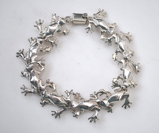 Sterling Silver Frog Link Bracelet