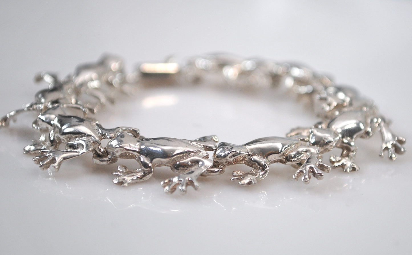 Sterling Silver Frog Link Bracelet