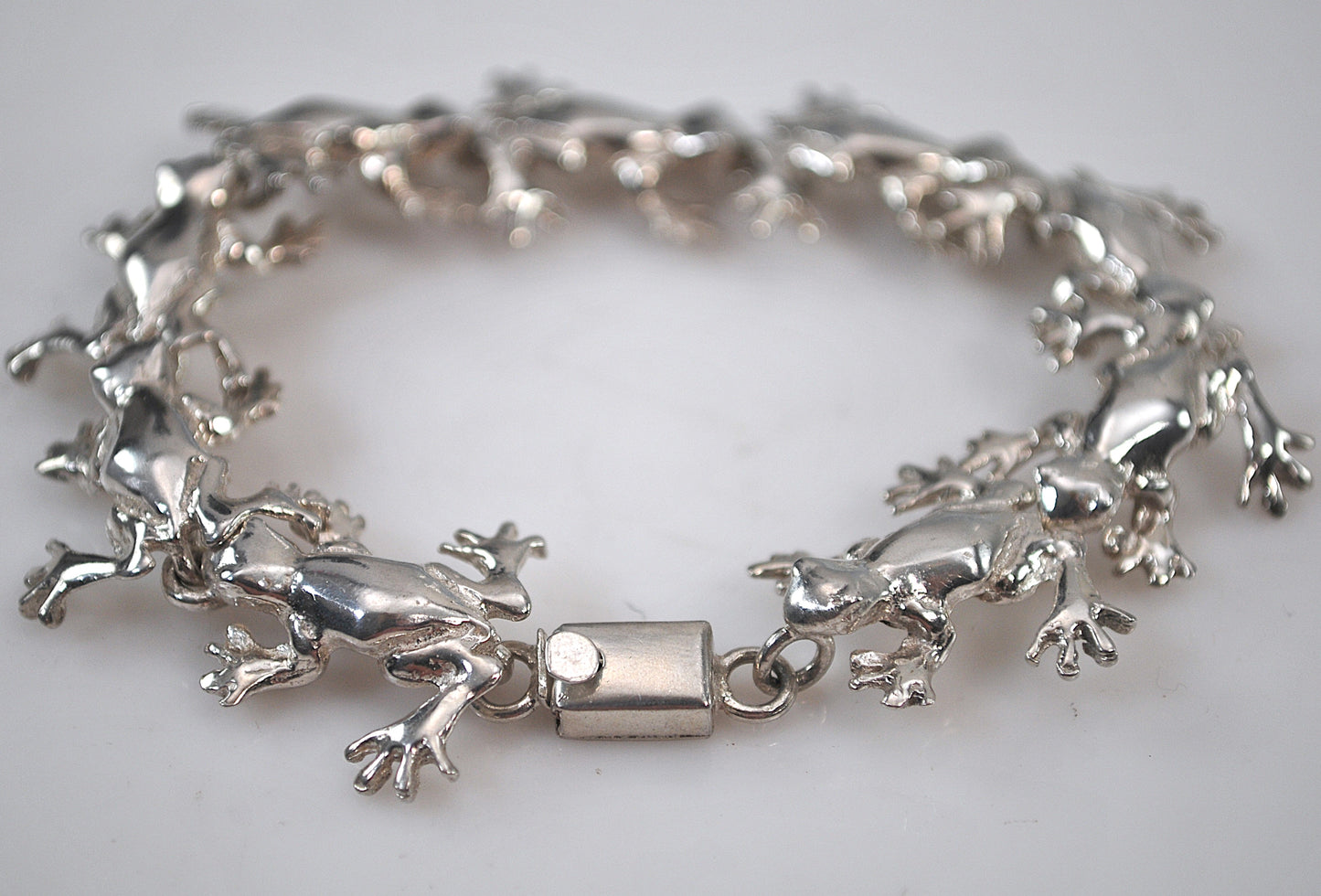 Sterling Silver Frog Link Bracelet