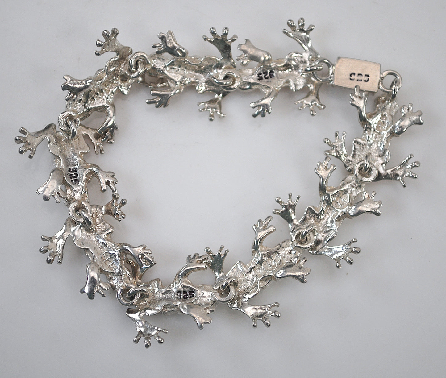 Sterling Silver Frog Link Bracelet