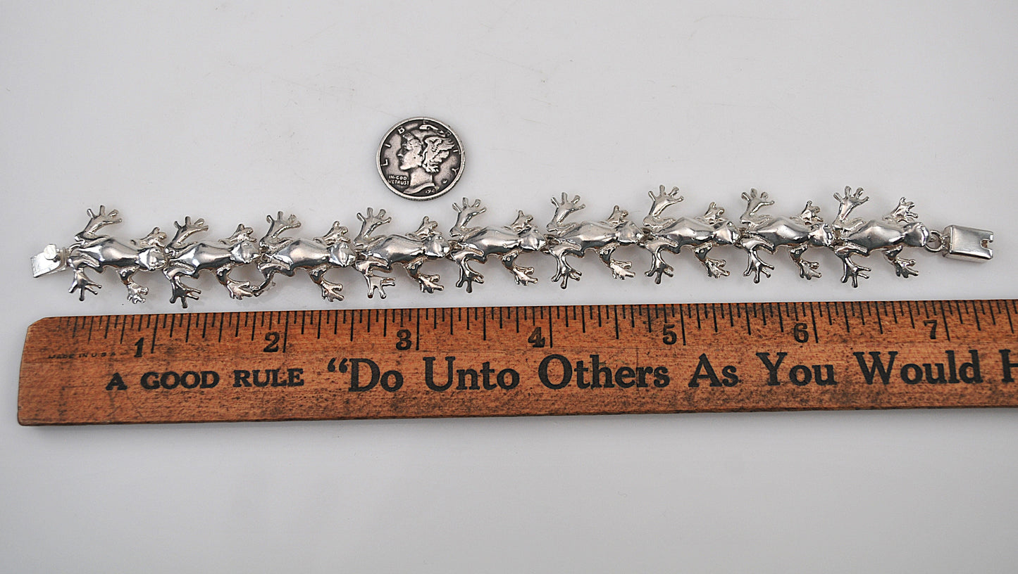 Sterling Silver Frog Link Bracelet