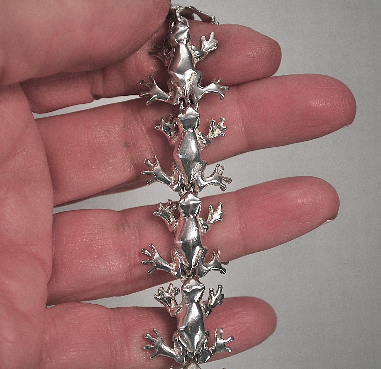 Sterling Silver Frog Link Bracelet