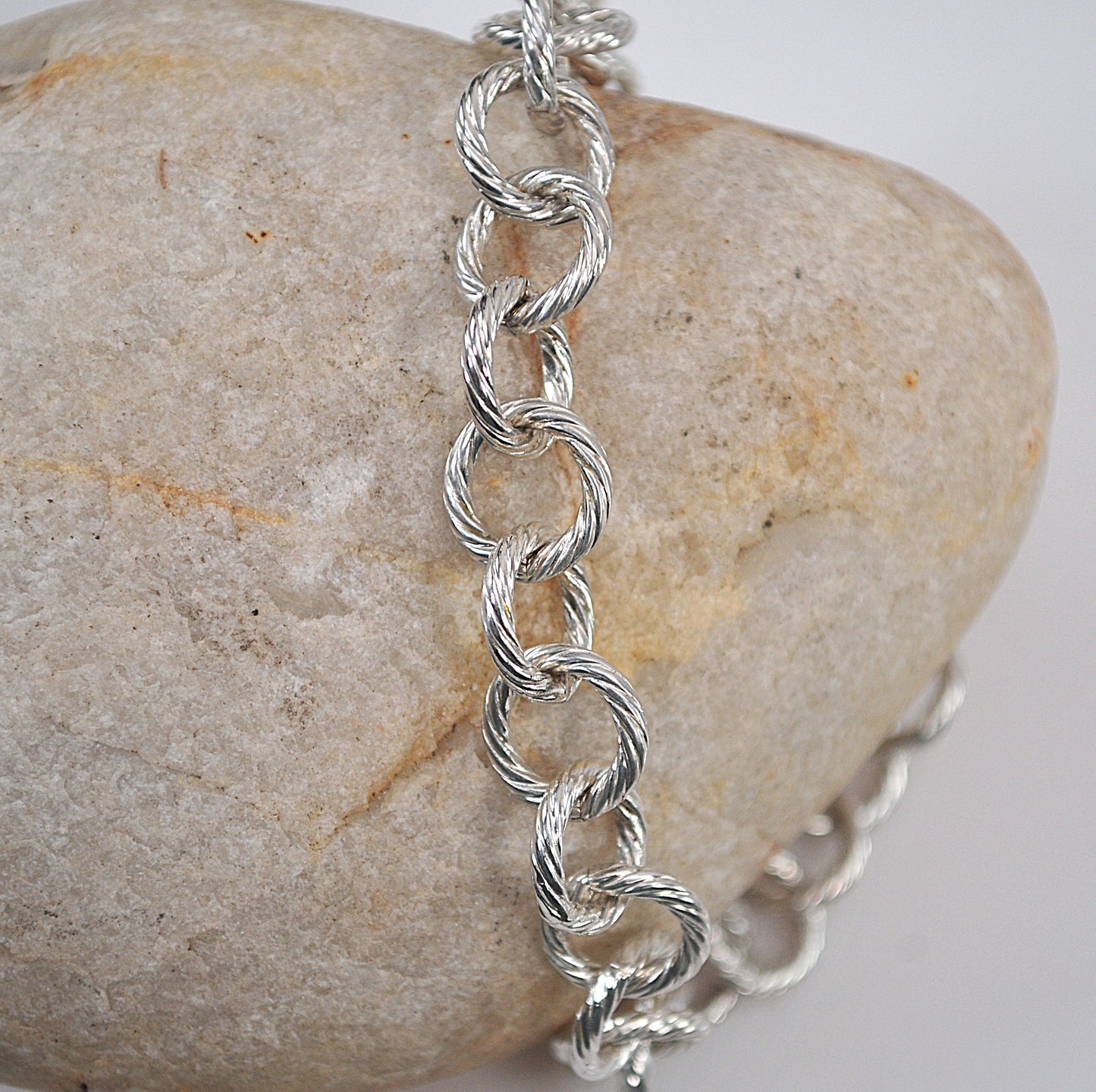 Signed 925 Sterling Silver Rolo Toggle Bracelet
