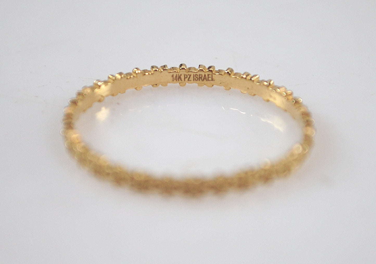 Single Signed 14K Gold Floral Stacking Ring