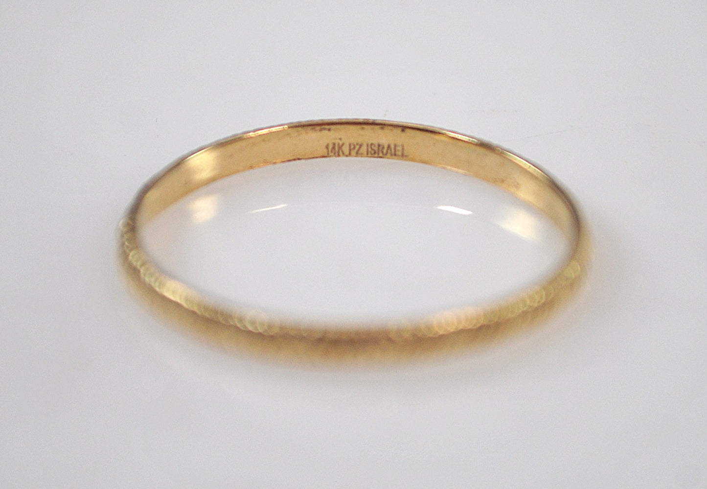 Single Signed 14K Gold Ribbed Stacking Ring
