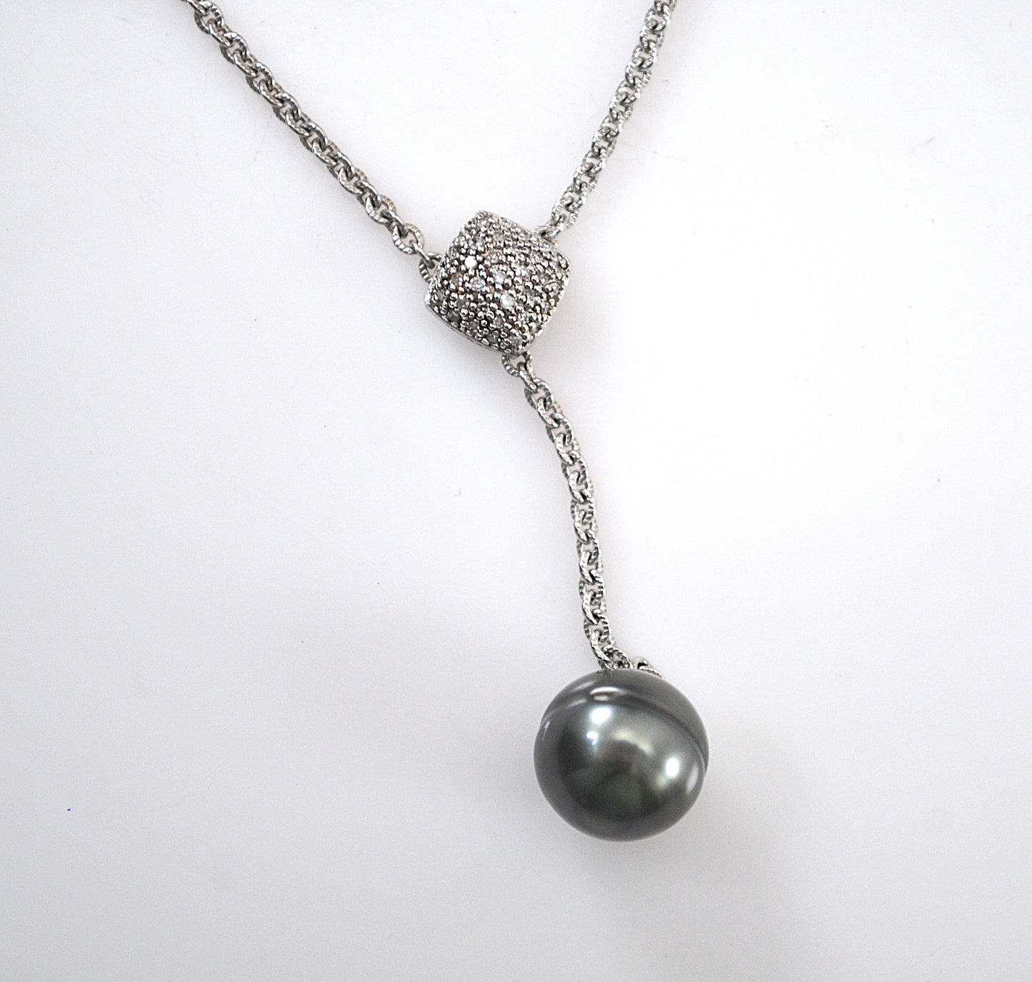 Honora Sterling Silver Black Pearl Diamond Choker Necklace