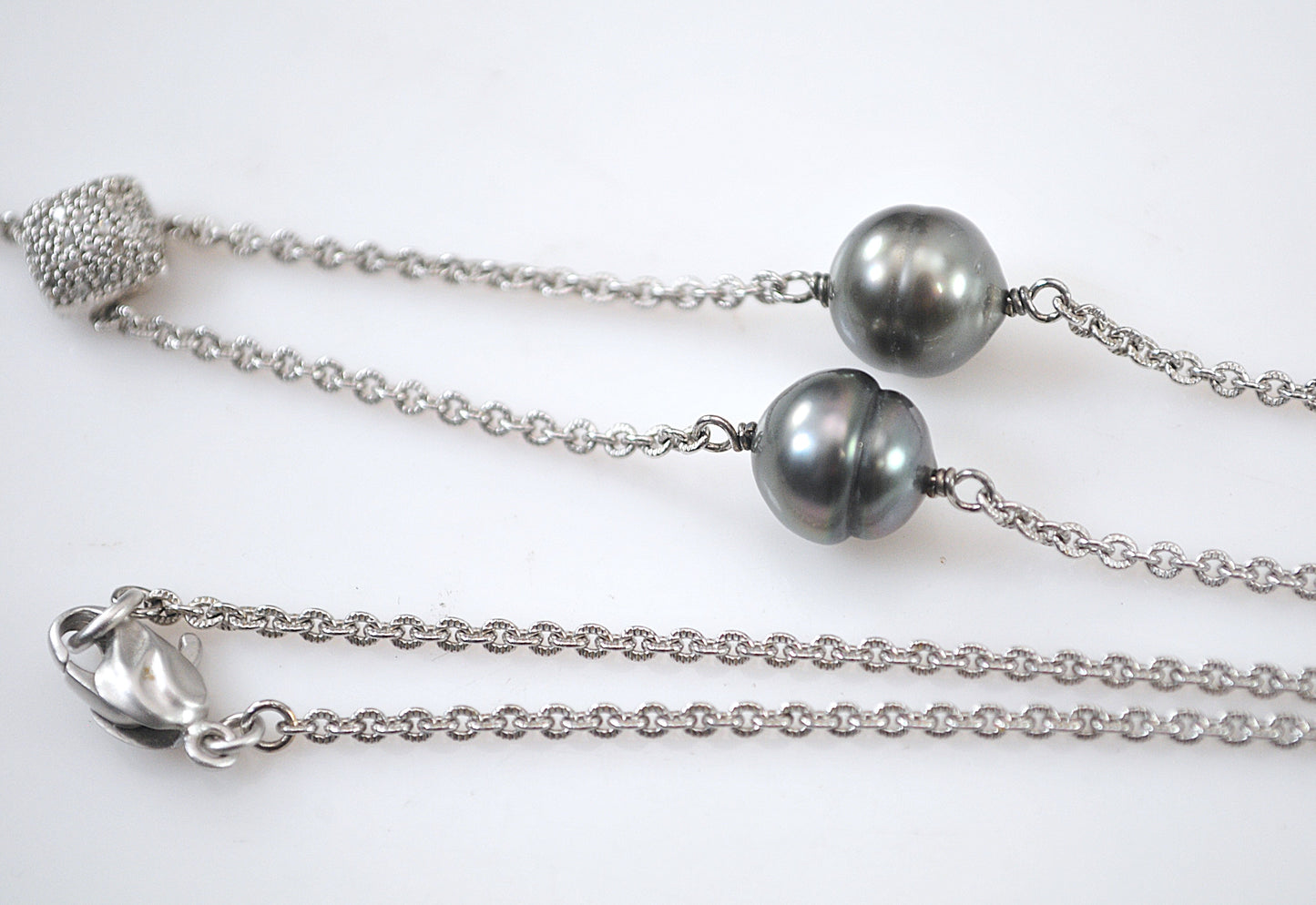 Honora Sterling Silver Black Pearl Diamond Choker Necklace