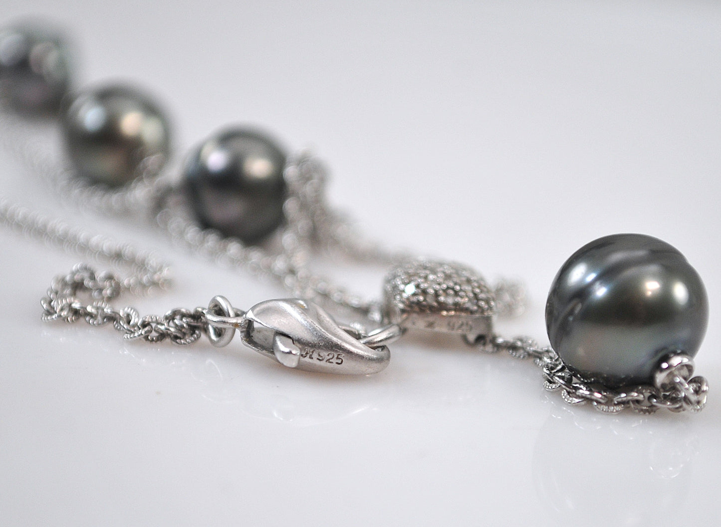 Honora Sterling Silver Black Pearl Diamond Choker Necklace