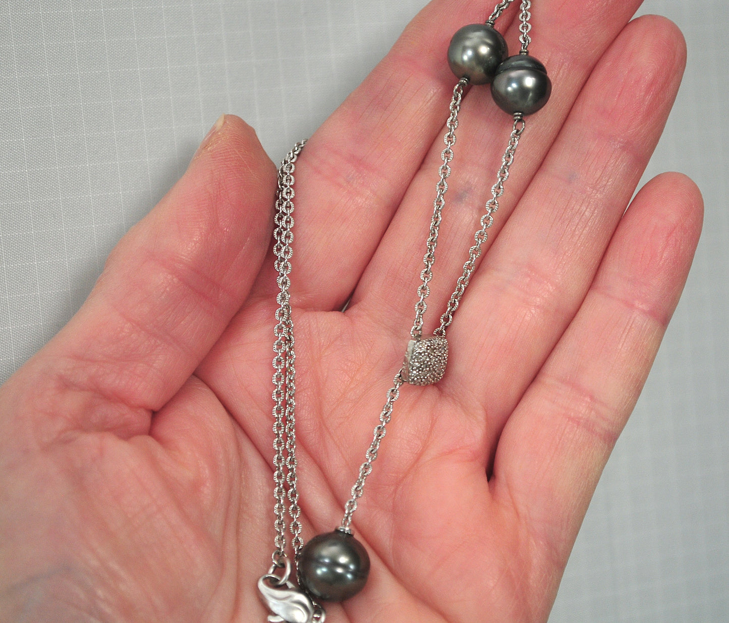 Honora Sterling Silver Black Pearl Diamond Choker Necklace