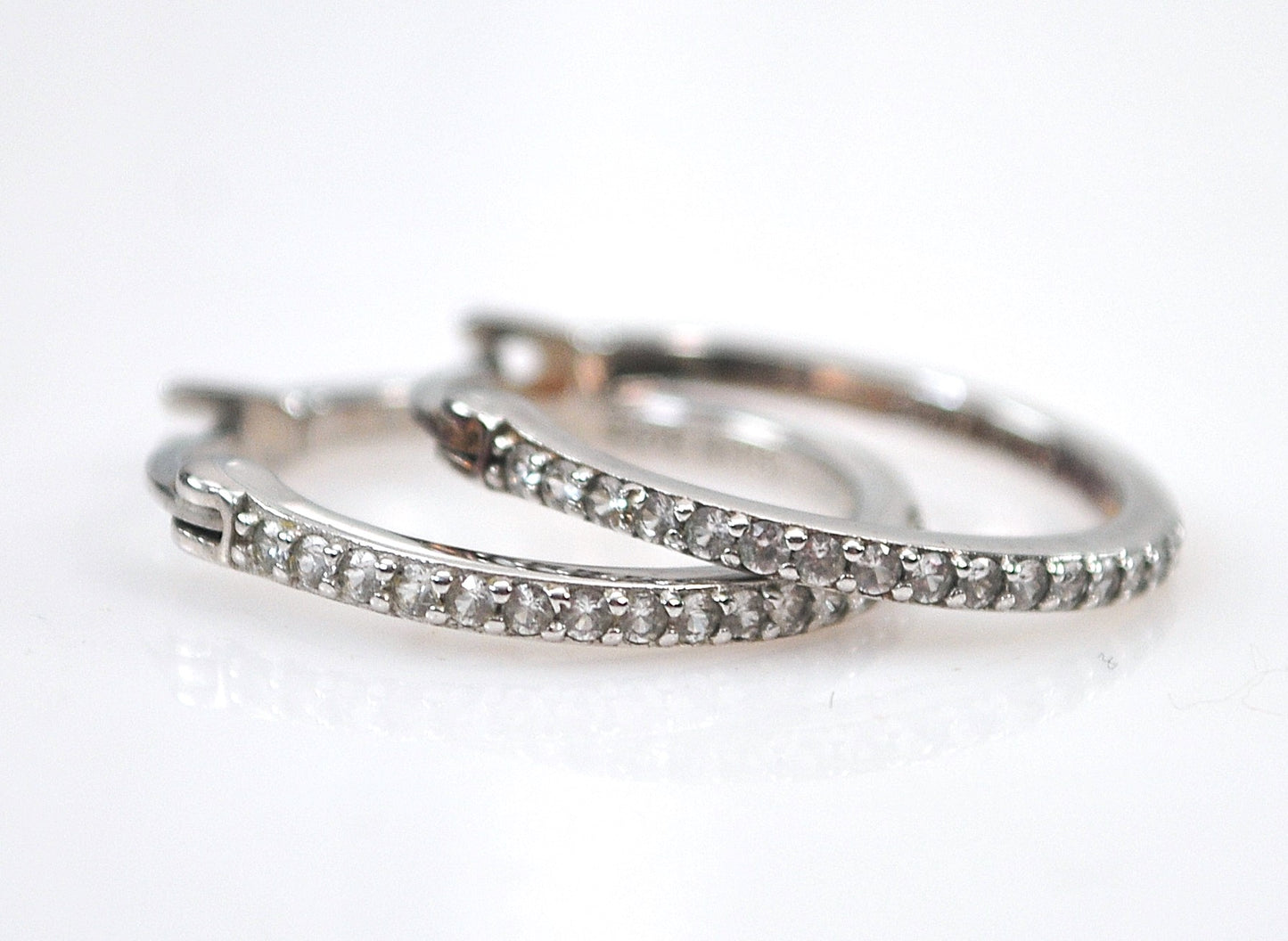 Small Sterling Silver Lab Diamond Hoop Earrings