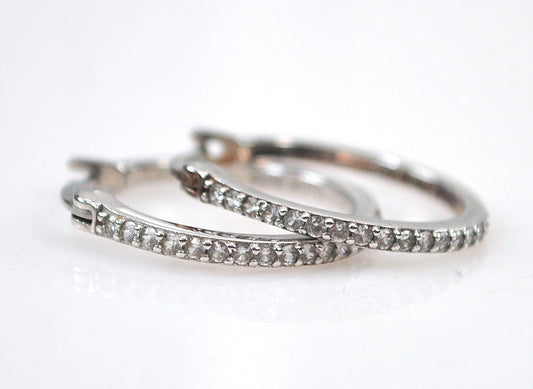 Small Sterling Silver Lab Diamond Hoop Earrings