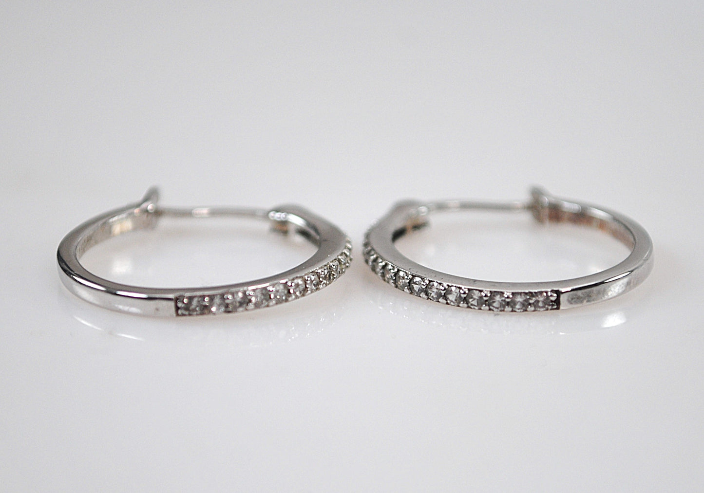 Small Sterling Silver Lab Diamond Hoop Earrings