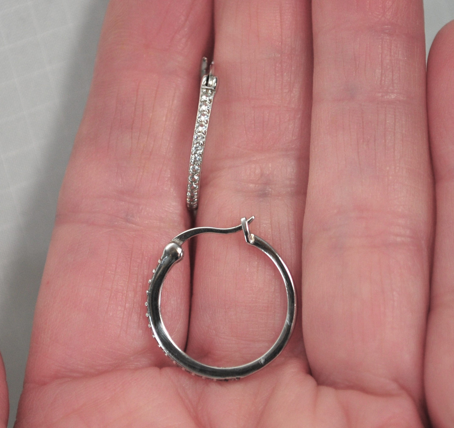 Small Sterling Silver Lab Diamond Hoop Earrings
