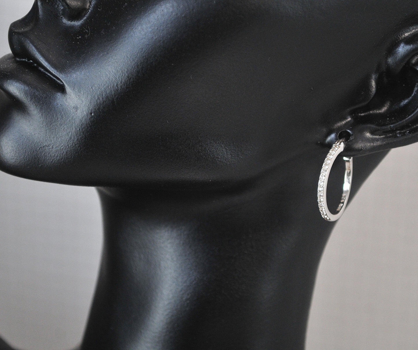 Small Sterling Silver Lab Diamond Hoop Earrings