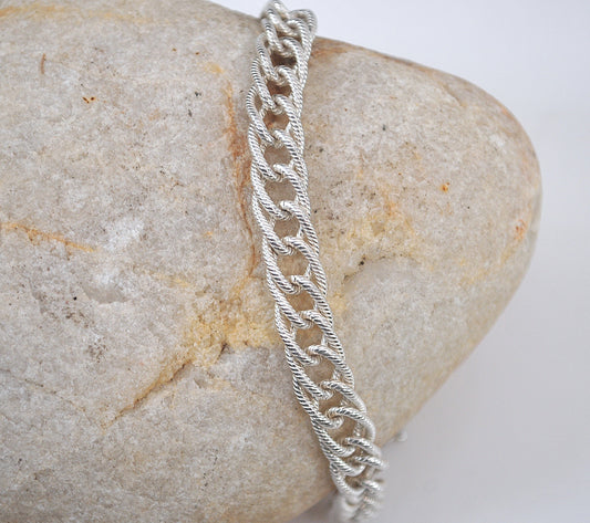 Sterling Silver Textured Link Bracelet