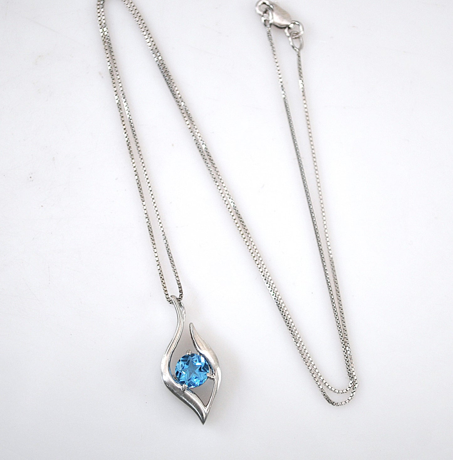 Signed Sterling Silver Star Blue Stone Necklace