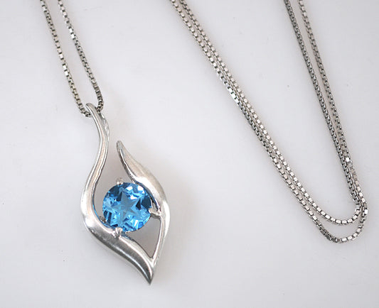 Signed Sterling Silver Star Blue Stone Necklace