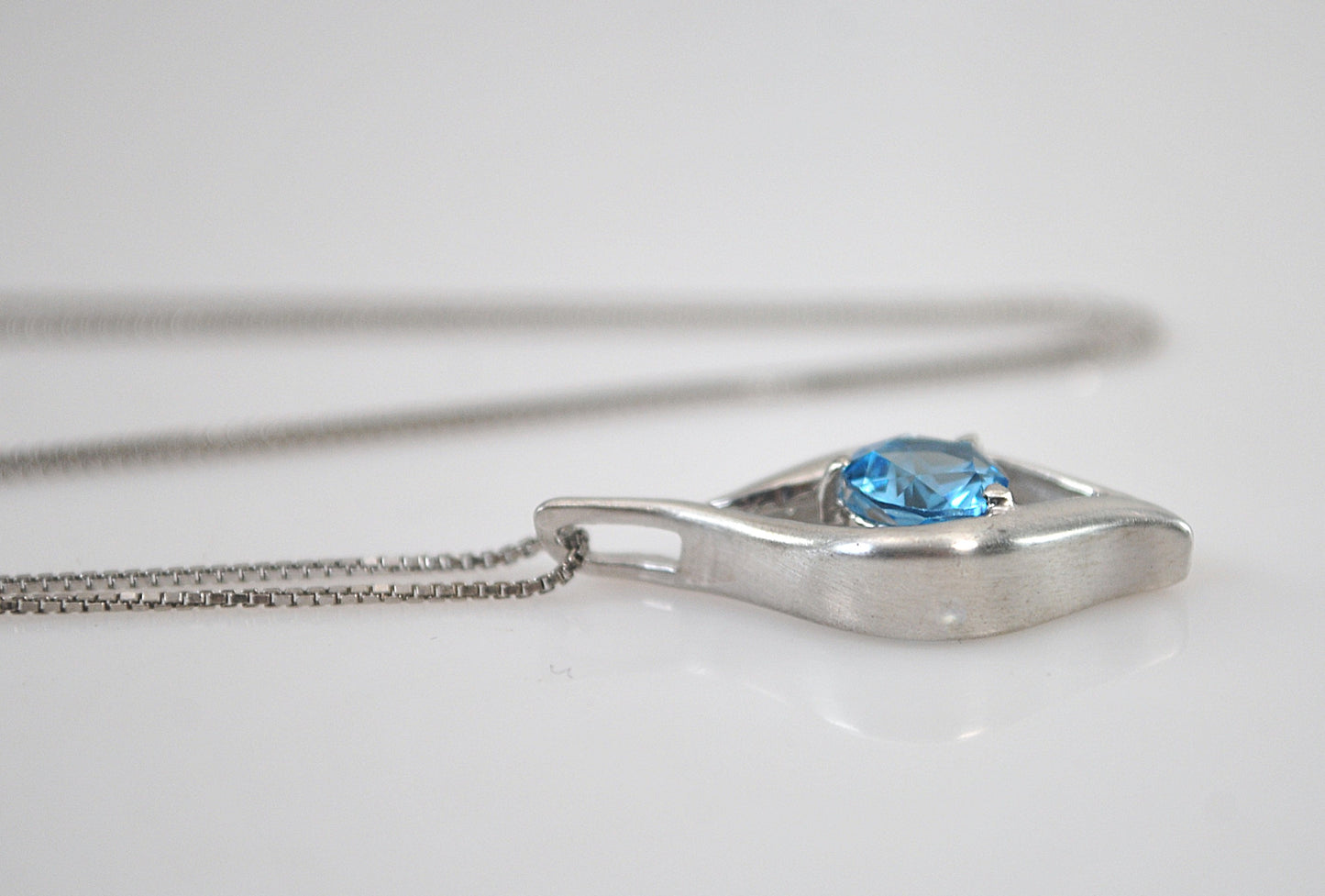 Signed Sterling Silver Star Blue Stone Necklace