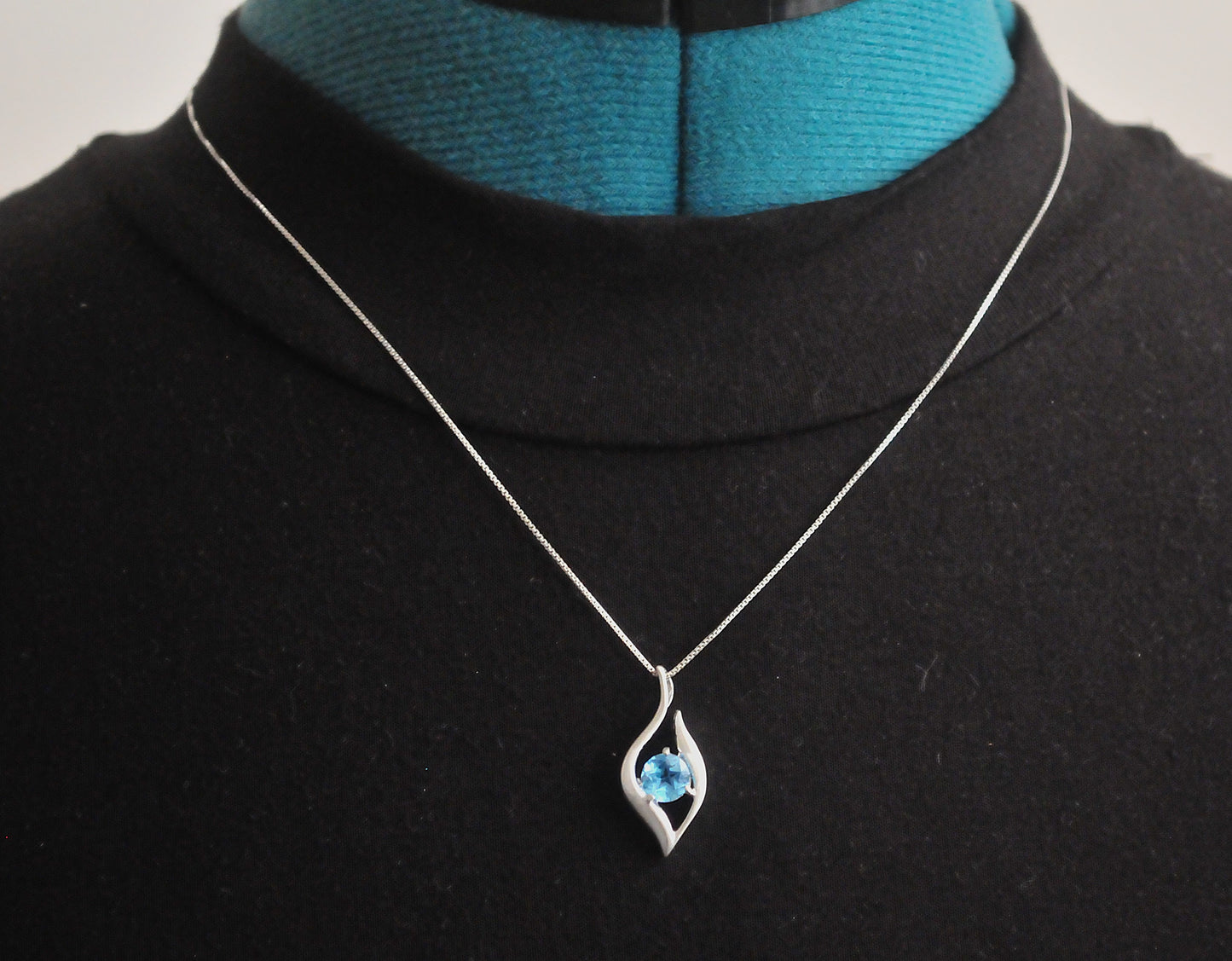 Signed Sterling Silver Star Blue Stone Necklace