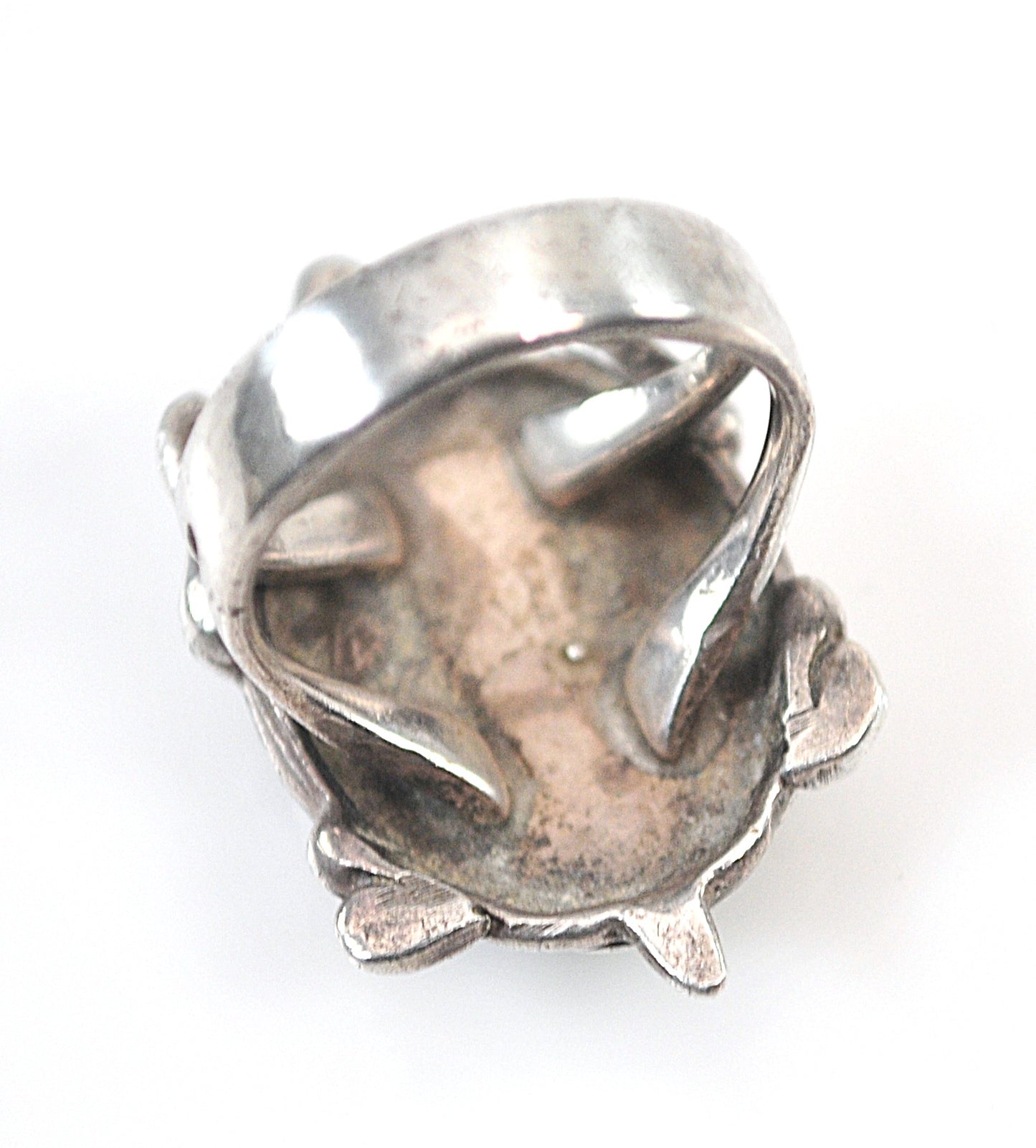 Southwestern Sterling Silver Crushed Coral Turquoise Inlay Turtle Ring