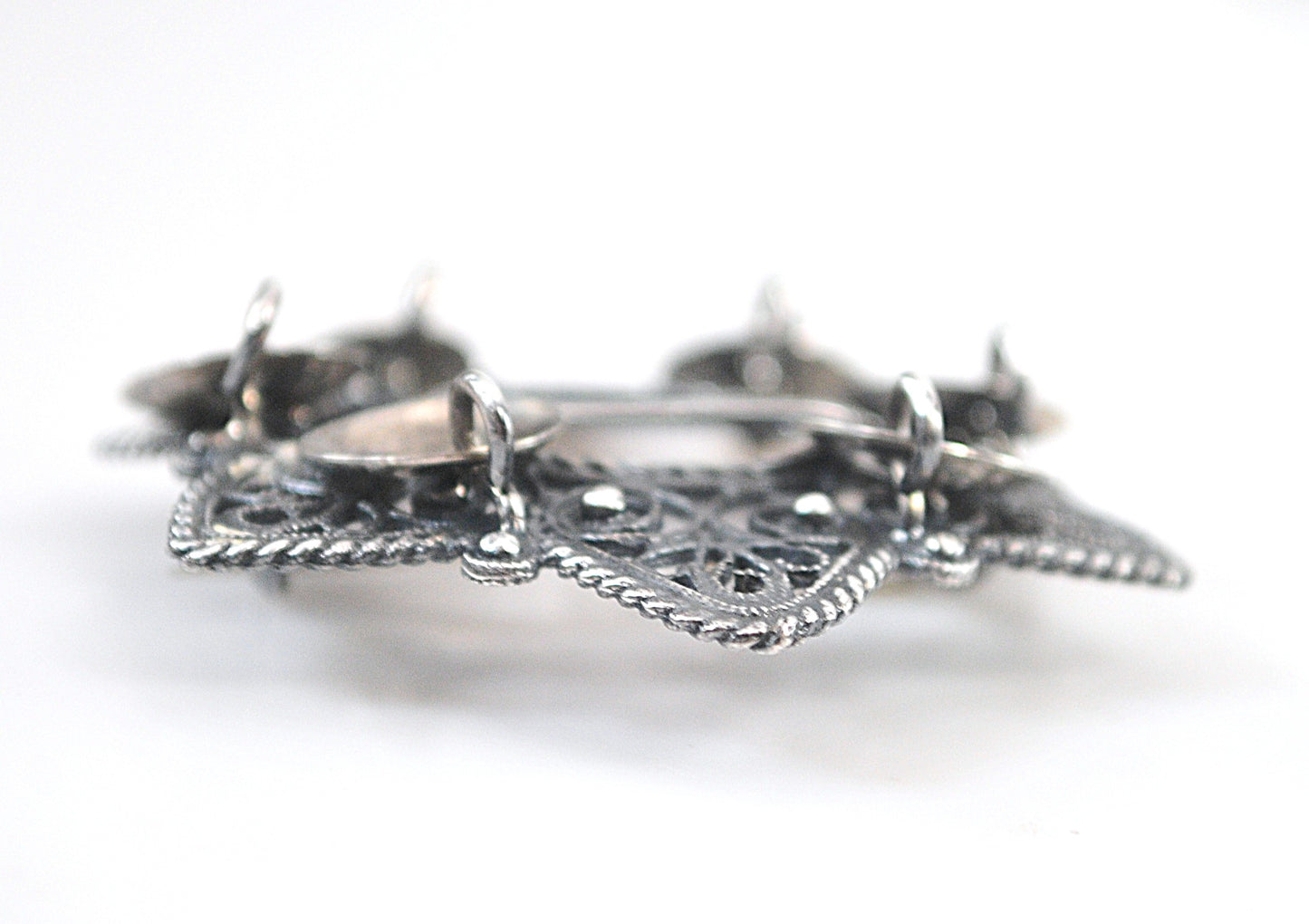 Vintage Signed Norway Sterling Silver Wedding Brooch