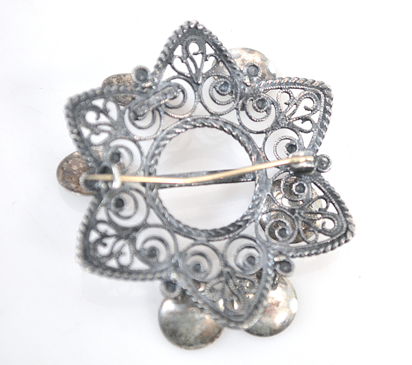 Vintage Signed Norway Sterling Silver Wedding Brooch