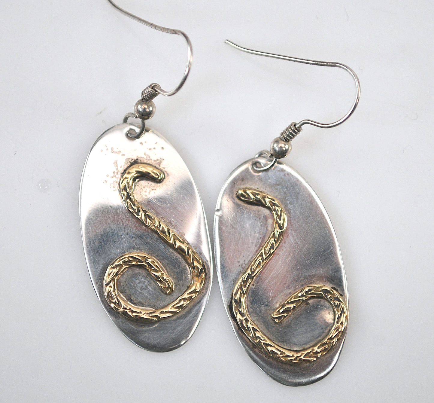 Lazaro G Sterling Silver Brass Snake Earrings